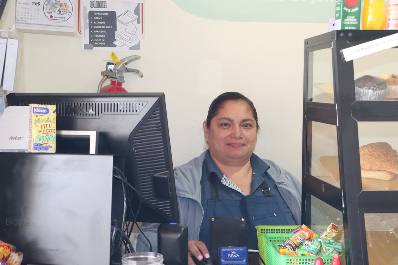 Caja de la cafetería universitaria con el punto de venta propio de Nutri